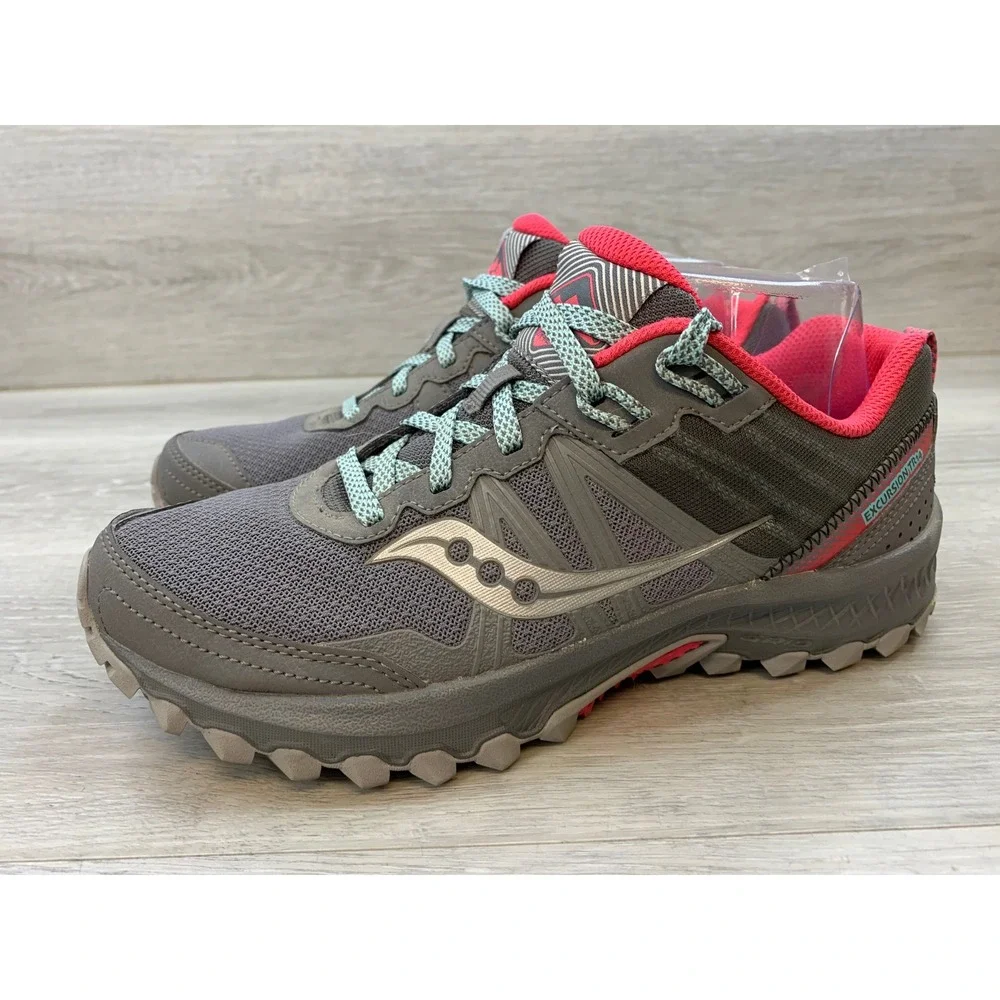 Saucony Excursion Women's 8.5 W Trail Running Shoes Grey Pink Athletic Shoes